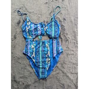 Lucky Brand One Piece Swimsuit Women's Size Medium Blue